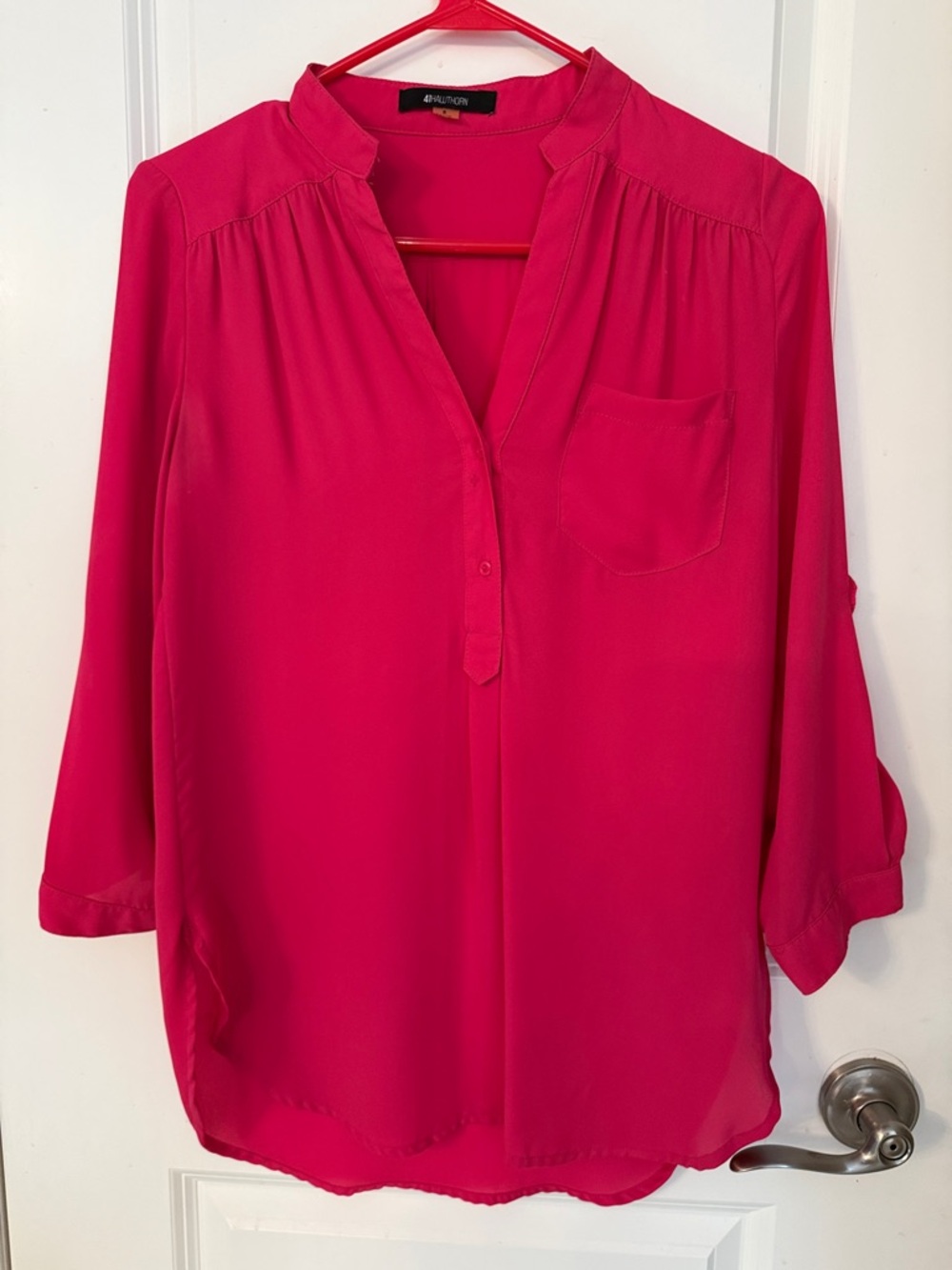 Fuchsia Popover Blouse - Bright Pink Women's Top